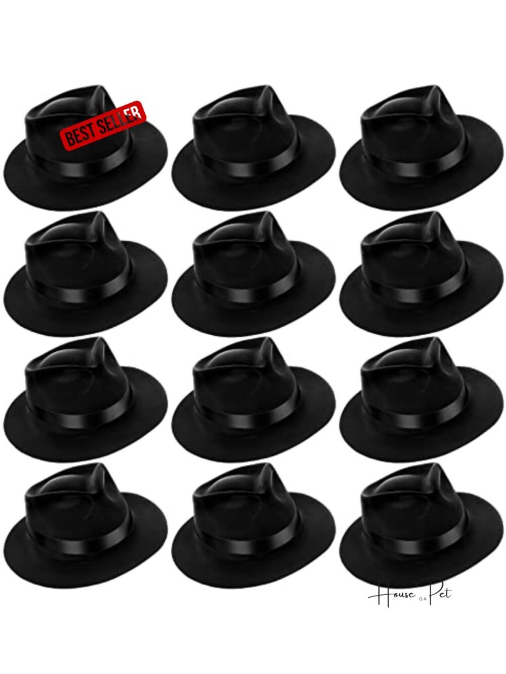 12 Plastic Gangster Costume Hats for 1920s Party